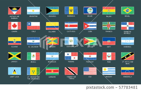 Set of 35 flags of the american continent 57783481