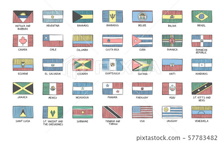 Set of 35 flags of the american continent Set of 35 flags of the american continent 57783482