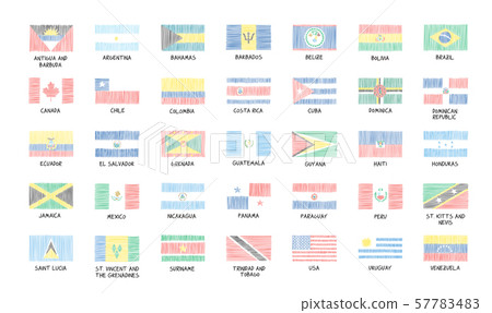 Set of 35 flags of the american continent Set of 35 flags of the american continent 57783483