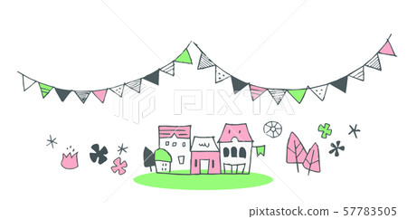 Garland and house pink 57783505