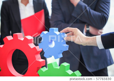 Businessman connect gear 57783830