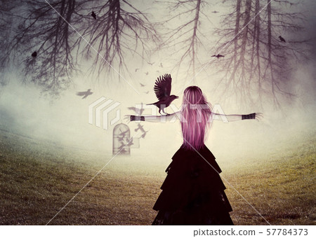 Woman with a crow Woman with a crow 57784373