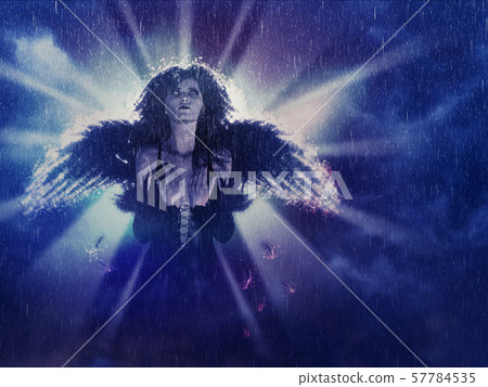 Dark Angel in the Rain - Stock Illustration [57784535] - PIXTA