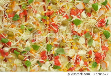 Delicious pizza with cheese and cherry tomatoes 57784877