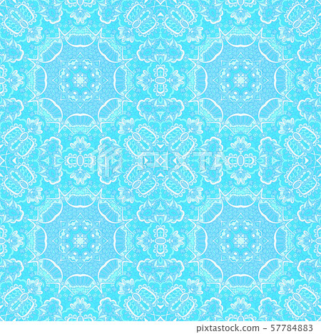 Texture seamless vector pattern arabesque from blue and white oriental tiles, ornaments doodle 57784883