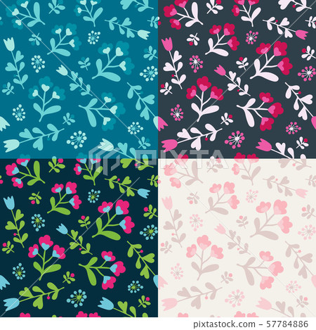 Seamless vector floral pattern set multucolor. Fabric design Seamless vector floral pattern set multucolor. Fabric design 57784886