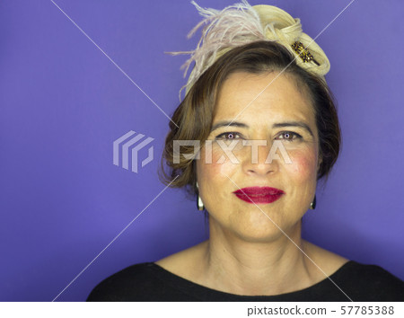 Portrait of mature woman combed and made up style Portrait of mature woman combed and made up style 57785388