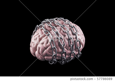 Human brain with chain. Free your mind concept Human brain with chain. Free your mind concept 57786089