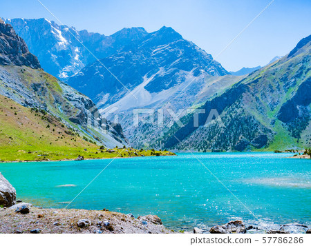 Landscape with Kulikalon lakes in Fann mountains. Tajikistan, Central Asia Landscape with Kulikalon lakes in Fann mountains. Tajikistan, Central Asia 57786286