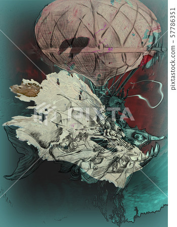 sci-fi illustration of an robotic sea horse 57786351