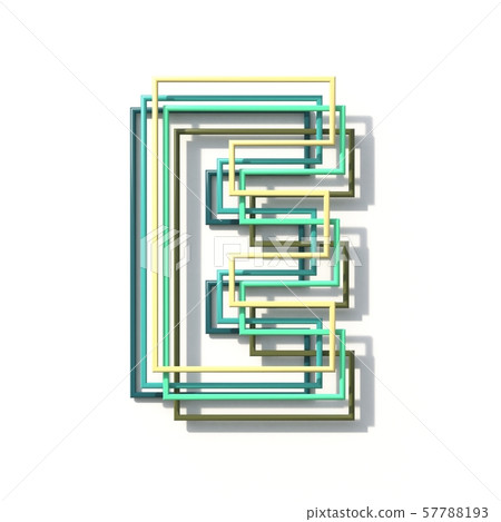Three colors line font Letter E 3D 57788193