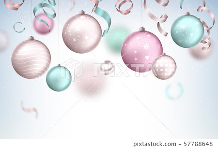 Merry Christmas background with hanging baubles - Stock Illustration ...