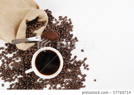 Roasting coffee and coffee background 57788714