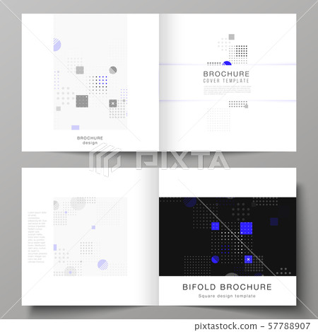 The vector illustration of the editable layout of two covers templates for square design bifold The vector illustration of the editable layout of two covers templates for square design bifold 57788907