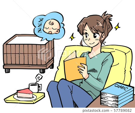 一位主婦享受獨處的時光的插圖 一位主婦享受獨處的時光的插圖 57789082