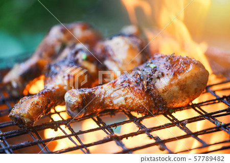 Grilled chicken legs barbecue with herbs and Grilled chicken legs barbecue with herbs and 57789482