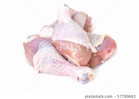 raw chicken leg isolated on white background - raw chicken leg isolated on white background - 57789683