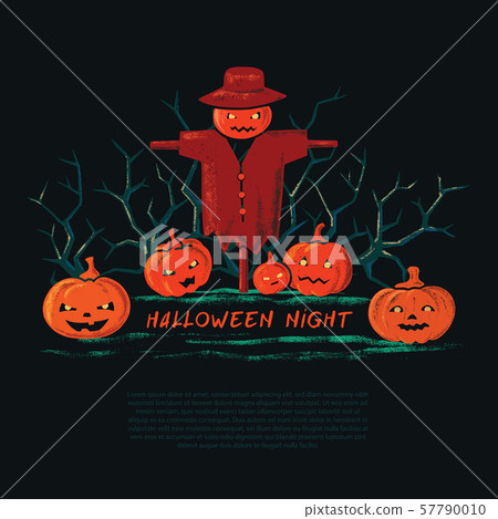 Halloween spooky poster, greeting card mockup. Halloween spooky poster, greeting card mockup. 57790010