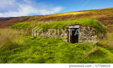 The turf houses of Hijardarhagi farm in Iceland. 57790028