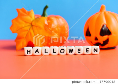 Halloween background with leaves autumn on orange 57790048