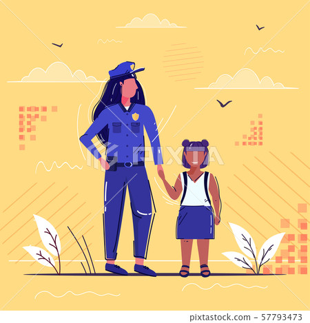 female police officer holding hand little african american girl policewoman in uniform with female police officer holding hand little african american girl policewoman in uniform with 57793473