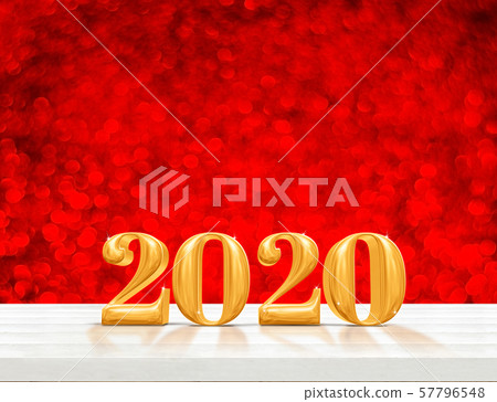 2020 happy new year wood (3d rendering) on white 57796548