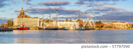 Helsinki harbor at sunset 57797090