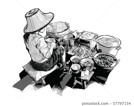 Bangkok, Thailand. street food in chinatown Bangkok, Thailand. street food in chinatown 57797134