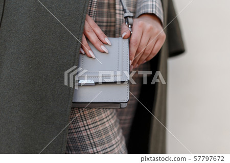 Beautiful women's fashionable gray handbag. Beautiful women's fashionable gray handbag. 57797672