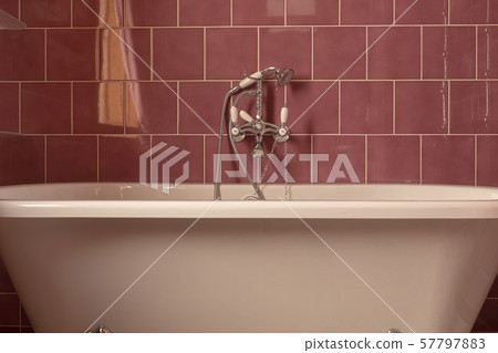Empty acrylic bathtub with hand shower 57797883