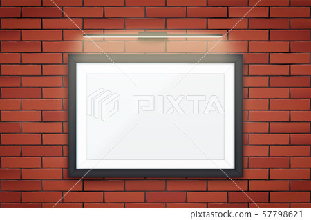 Mockup Picture and frame with light on wall - Stock Illustration ...