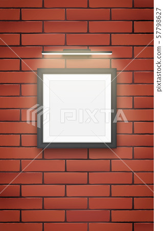 Mockup Picture frame with light on wall - Stock Illustration [57798627 ...