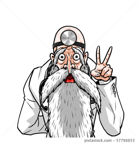 White coat doctor left choke piece right behind old man teacher doctor emotions expression 57798853