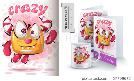 Download Jump Cute Monster Mockup For Your Idea Stock Illustration 57799673 Pixta