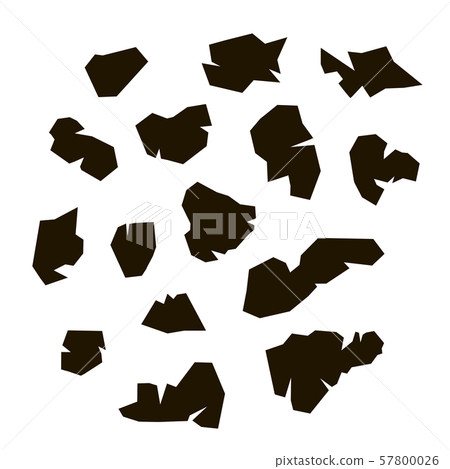 Wreckage silhouettes set. Parts of paper, metal or plastic matter teared apart. Crash scrap. 57800026