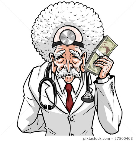 White coat doctor left wad right back old man doctor doctor expensive medical care emotional expression 57800468