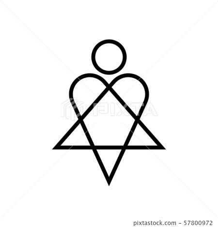 Woman icon with heart and star silhouettes inside. Line style woman sign in a dress. Woman icon with heart and star silhouettes inside. Line style woman sign in a dress. 57800972