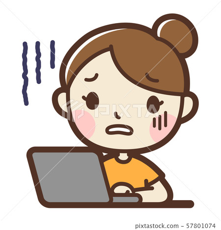 Woman using a computer - Stock Illustration [57801074] - PIXTA
