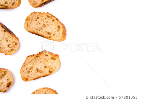 Frame of pieces of white bread isolated on white background. 57801353
