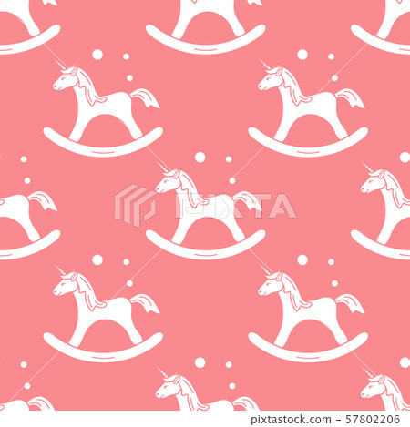 Pattern with rocking magic unicorn and bubbles 57802206