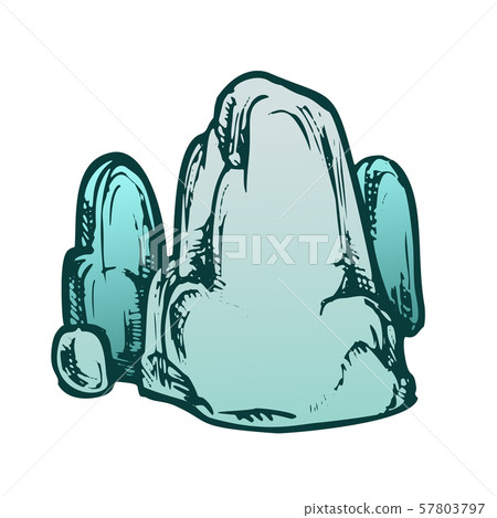 Stone Cobble Boulder Smooth Top Color Vector 57803797