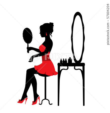 woman with a mirror woman with a mirror 57804204