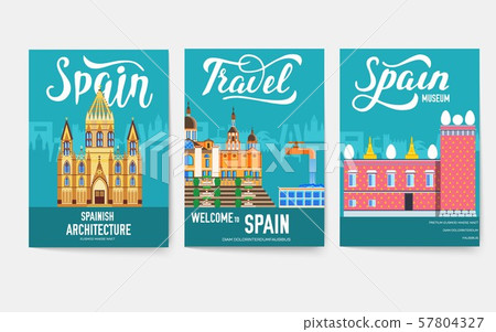 Spain vector brochure cards set. Country template of flyear, magazines, posters, book cover, banners Spain vector brochure cards set. Country template of flyear, magazines, posters, book cover, banners 57804327