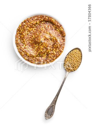 Whole grain mustard and mustard seeds. Whole grain mustard and mustard seeds. 57804366