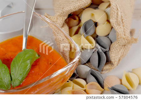 Pasta with tomato sauce and cherry tomatoes Pasta with tomato sauce and cherry tomatoes 57804576