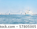 Bay Bridge and passenger ship seen from the sea 57805005