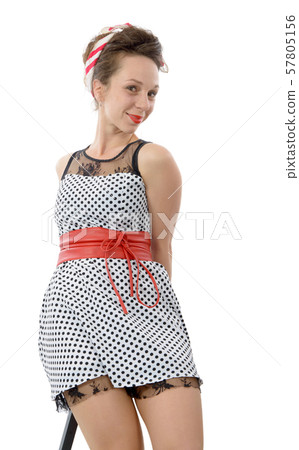 smiling woman, dressed in pin-up style 57805156
