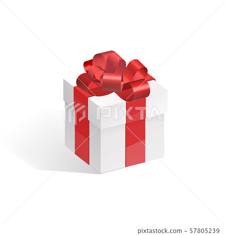 Gift box with red bow isolated on white background. 57805239