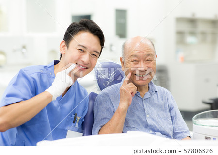 Dentist and senior man Dentist and senior man 57806326