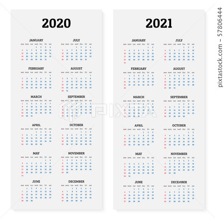 2020 and 2021 annual calendar. Vector illustration 57806444